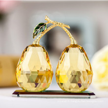 Elegant Golden K9 Crystal Glass Pear Craft for Decoration